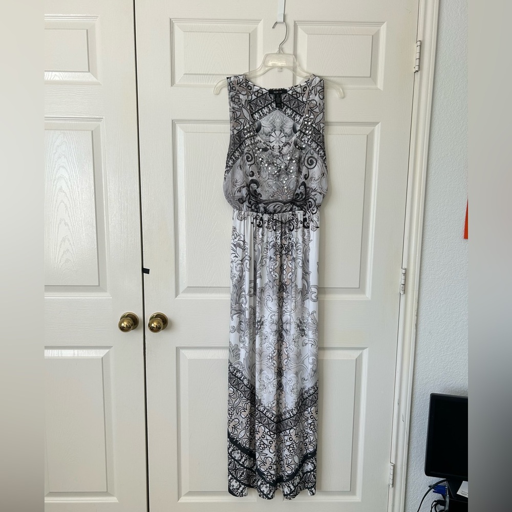Style & Co sequin silver maxi dress